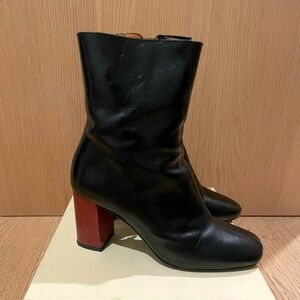 Sézane black leather boots (Mischa Mid Boots)